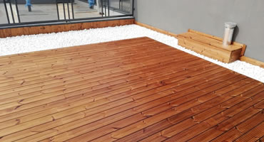 Drevená terasa Termo Borovica montáž na CLIP